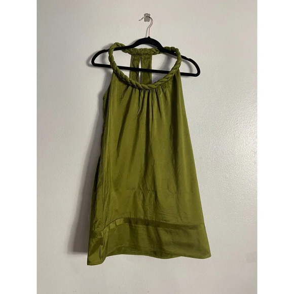 Christiane Celle Calyps Womens Halter Knee Length Shift Dress Green Silk Sz XS - Picture 11 of 11